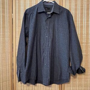 Quieti Men L‎ Dress Shirt Paisley Cotton Button Up Long sleeve Flip Cuff Casual